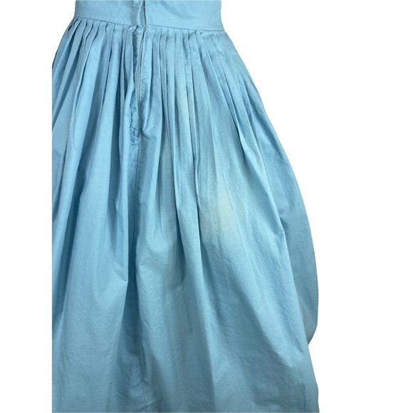 1950s 60s blue cotton pleated dress with lace bib bodice Size S - Picture 7 of 7